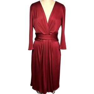 Issa London Silk Jersey Phylis Dress Burgundy Royal Engagement Princess Kate Sz8